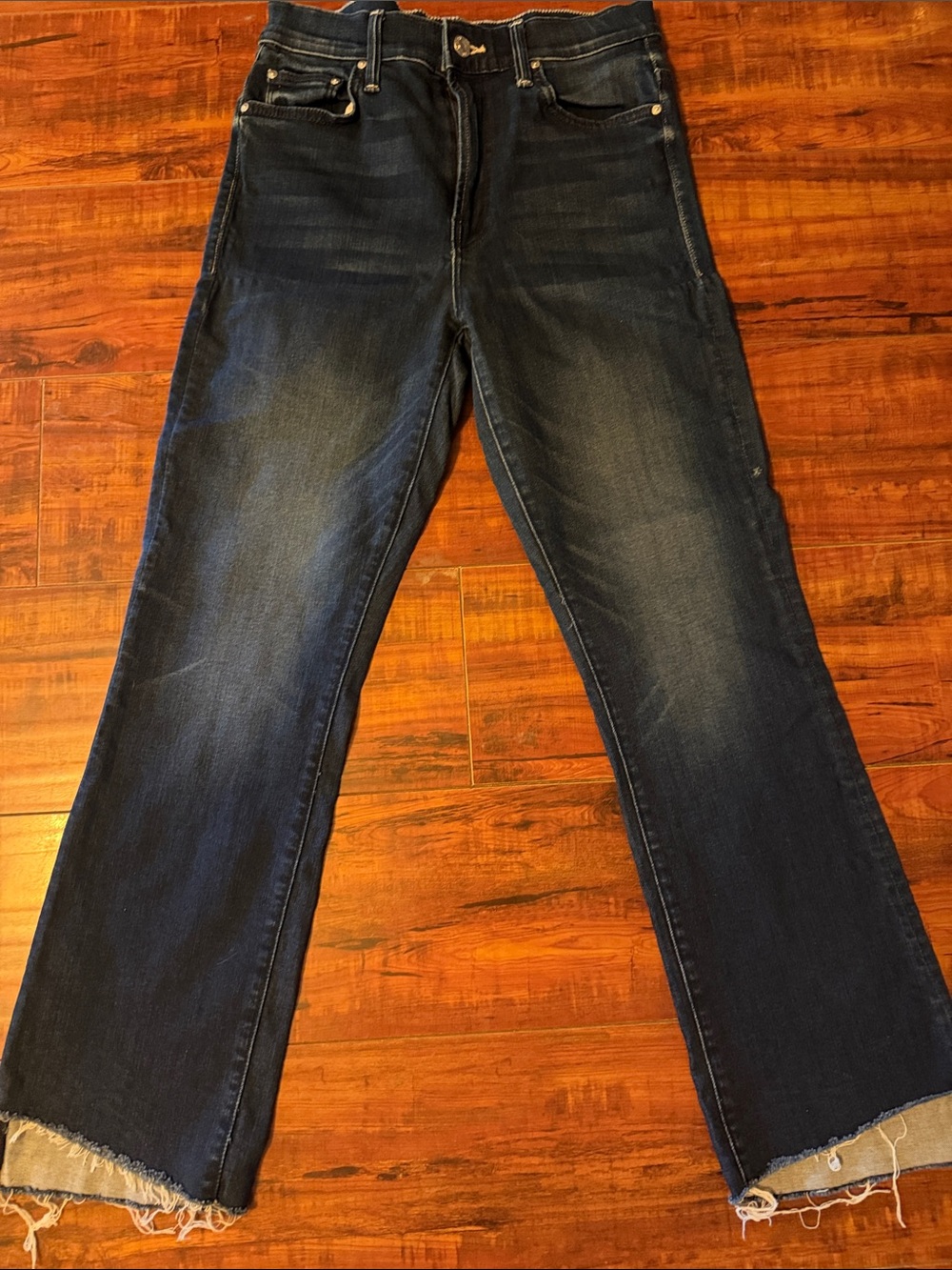MOTHER The Insider Crop Step Fray — Light Blue